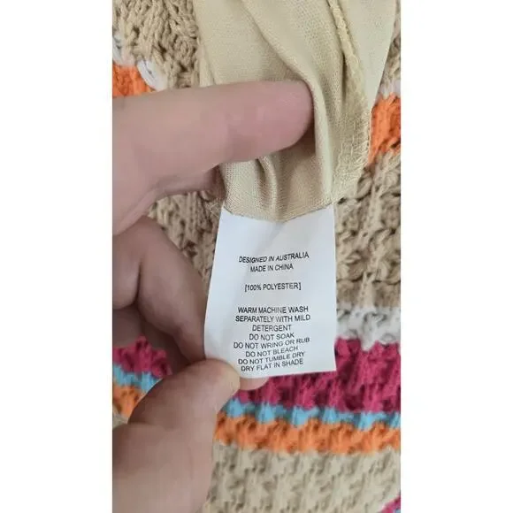 Womens Paper Heart Crochet Bodycon Midi Dress Tan, Turquoise, Pink, Orange Sz XS - Picture 5 of 6